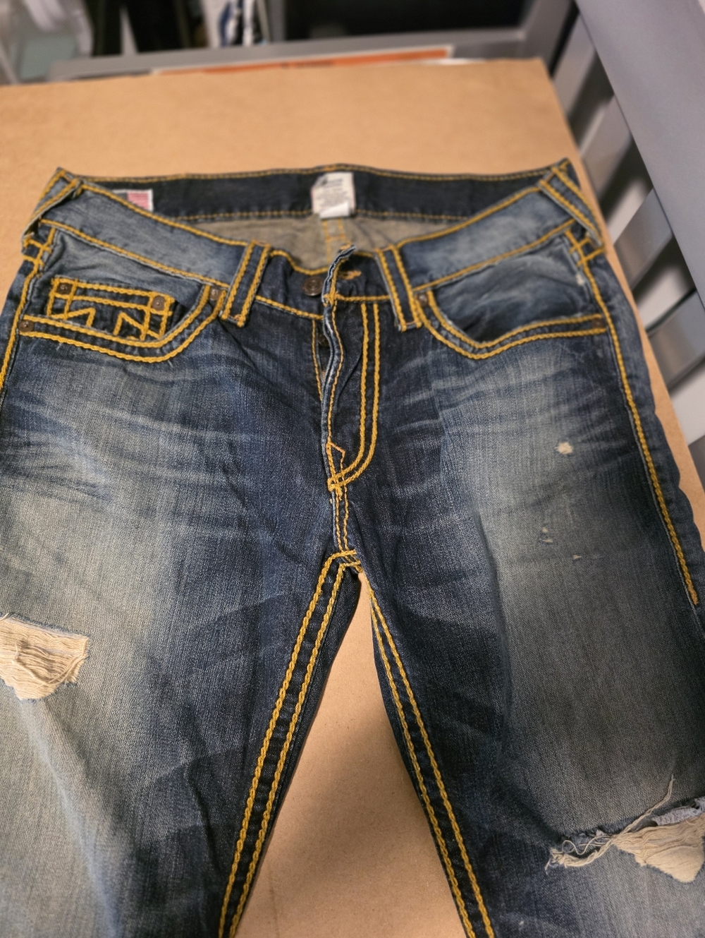 TRUE RELIGION LIMITED EDITION Denim Jeans with Contrast Yellow Stitching